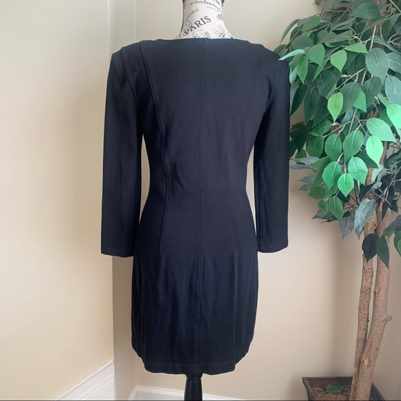 Theory Susan Classical Front Zip Bodycon Dress Black Sz 10 - Picture 11 of 16
